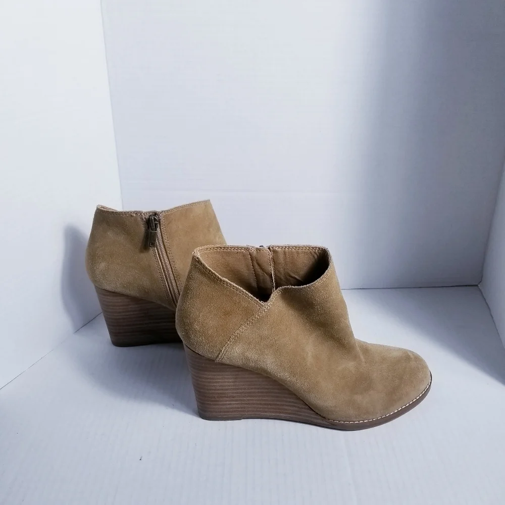LUCKY BRAND TANISH BROWN WEDGED ANKLE ZIPPER BOOTS SIZE 10